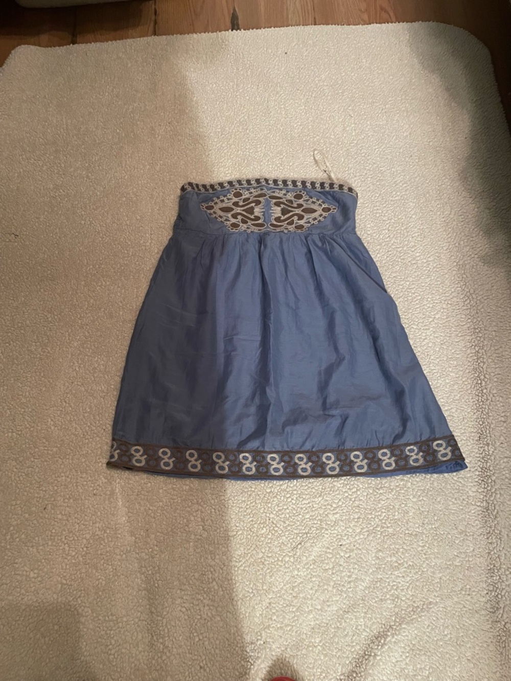 Theme Light Blue Strapless Embroidered Mini Dress